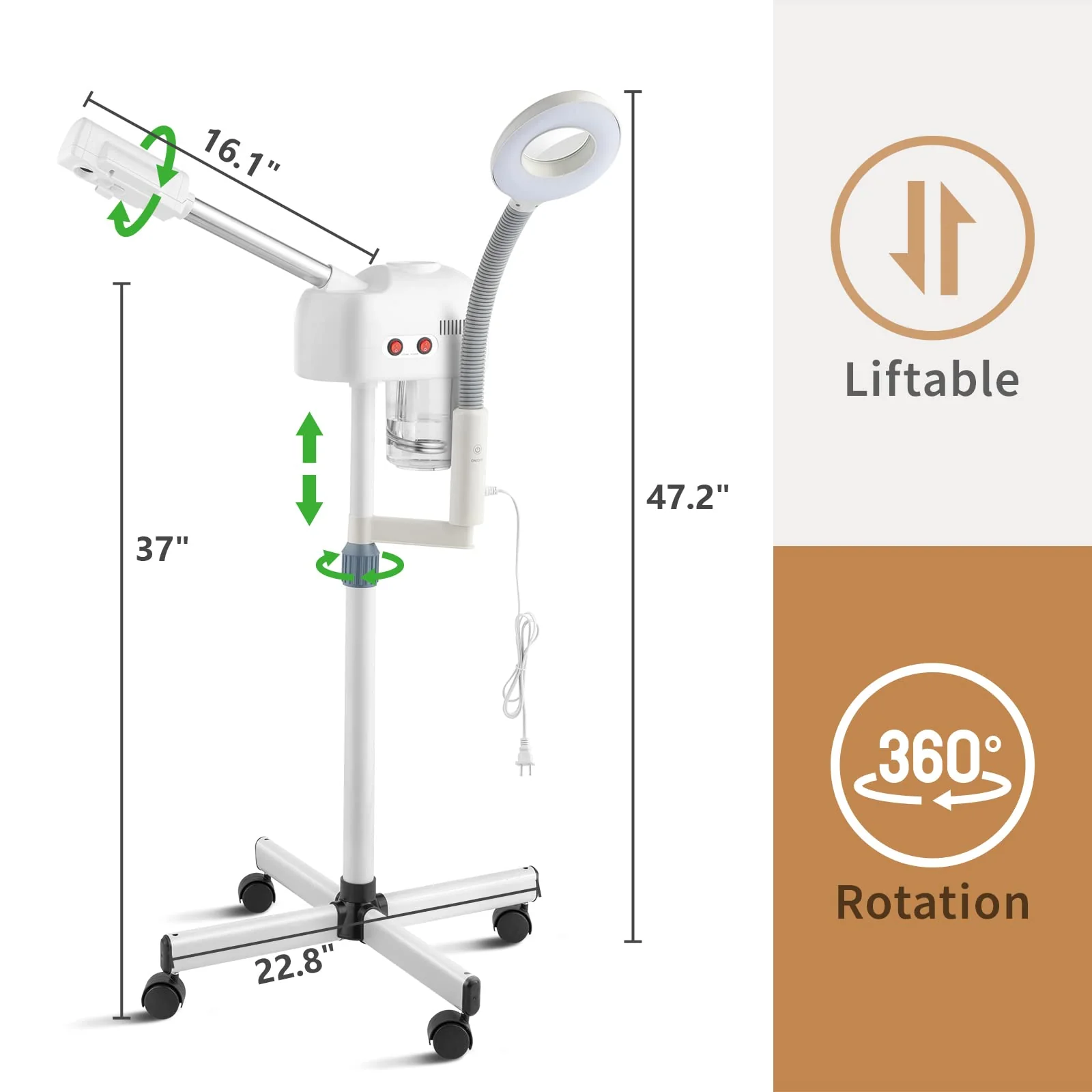 OmySalon 2 in 1 Facial Steamer with 3X Magnifying Lamp - Image 7