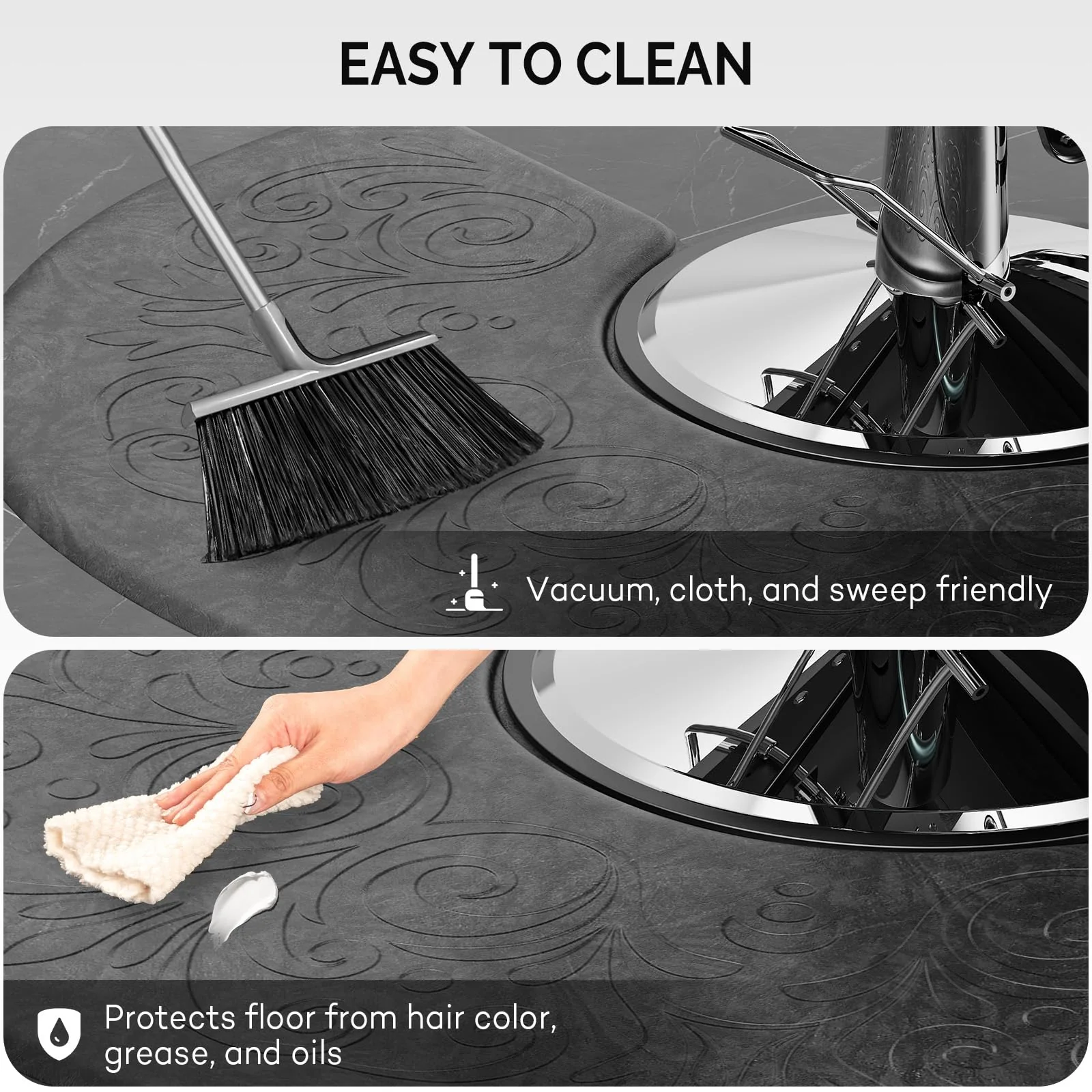 OmySalon 3'x5' Semi-Circle 3D Embossed Anti-Fatigue Salon Mat with Round Cutout 5/8" Thick - Image 25
