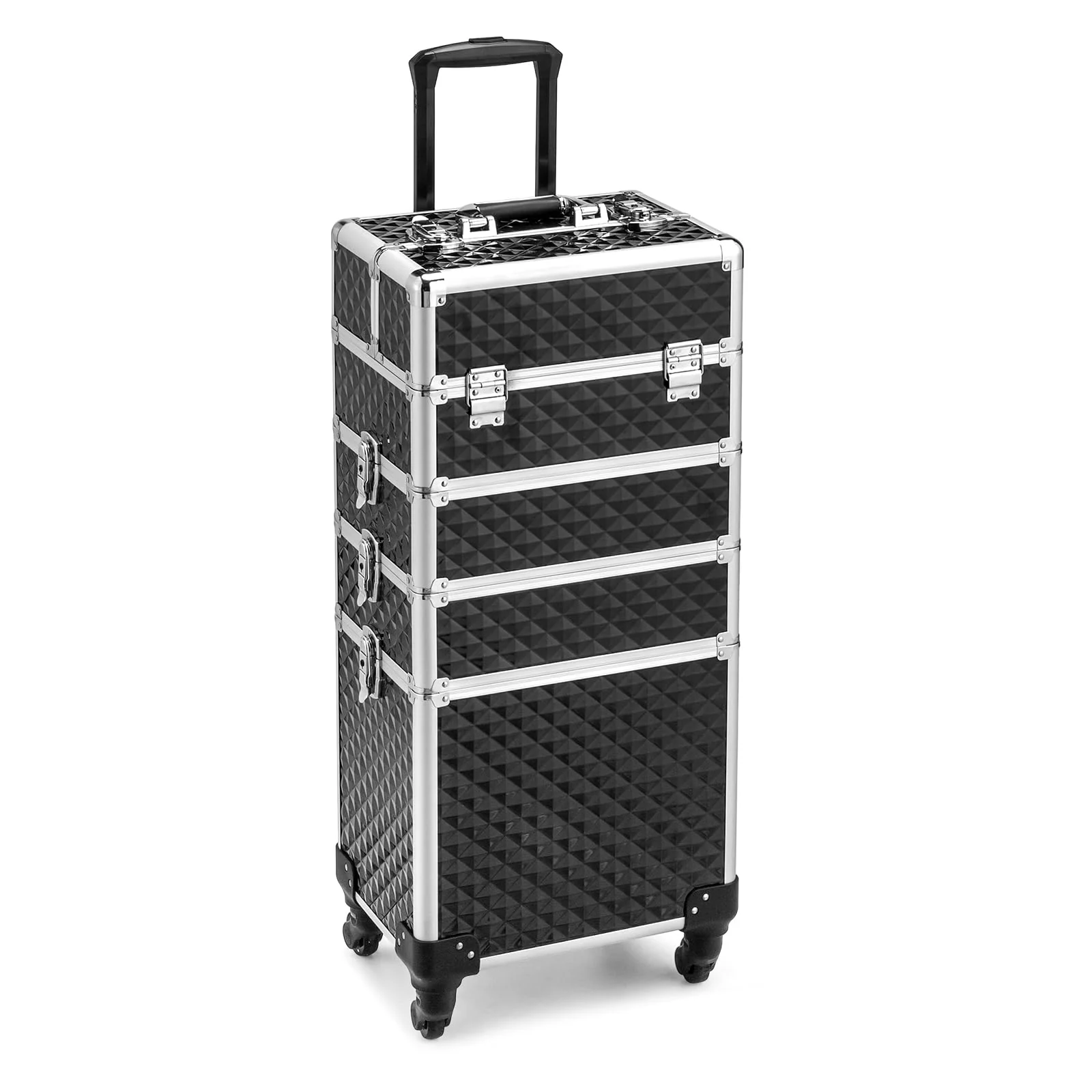 OmySalon 4-in-1 Aluminum Lockable Rolling Makeup Train Case - Image 10