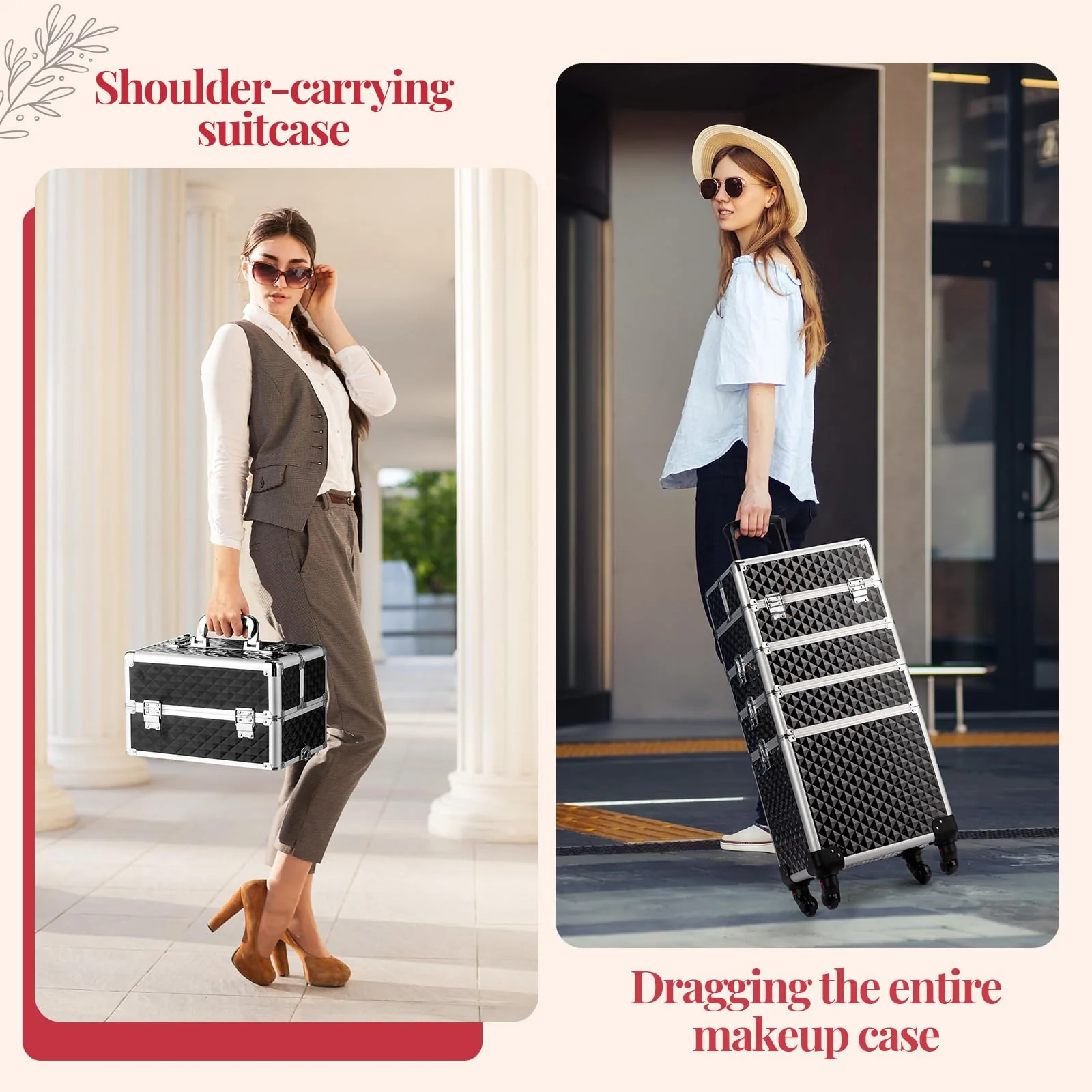OmySalon 4-in-1 Aluminum Lockable Rolling Makeup Train Case - Image 14