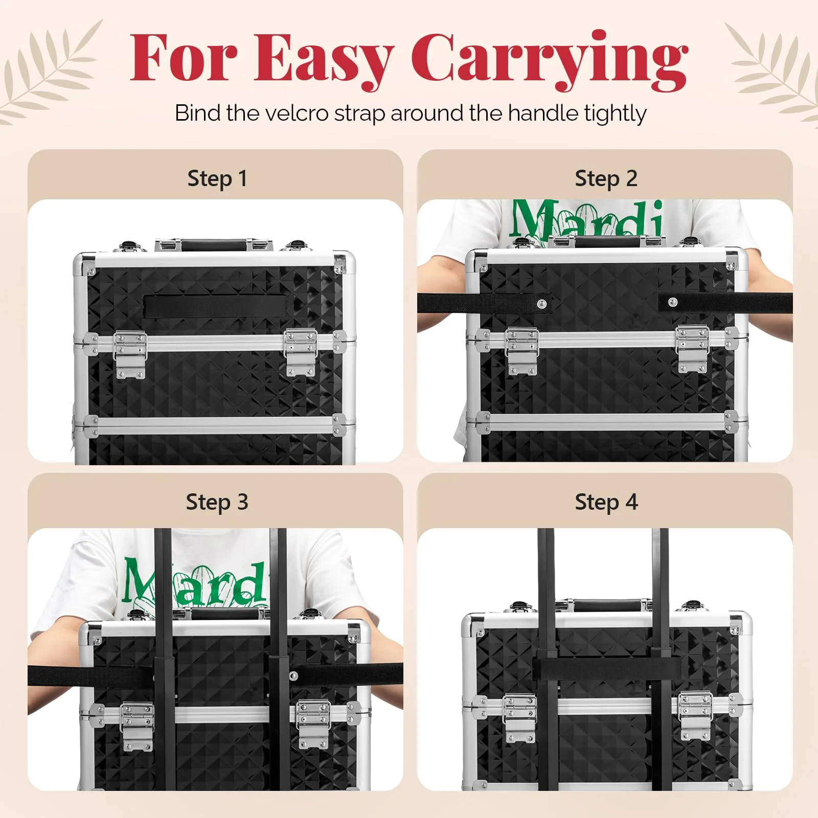 OmySalon 4-in-1 Aluminum Lockable Rolling Makeup Train Case - Image 16