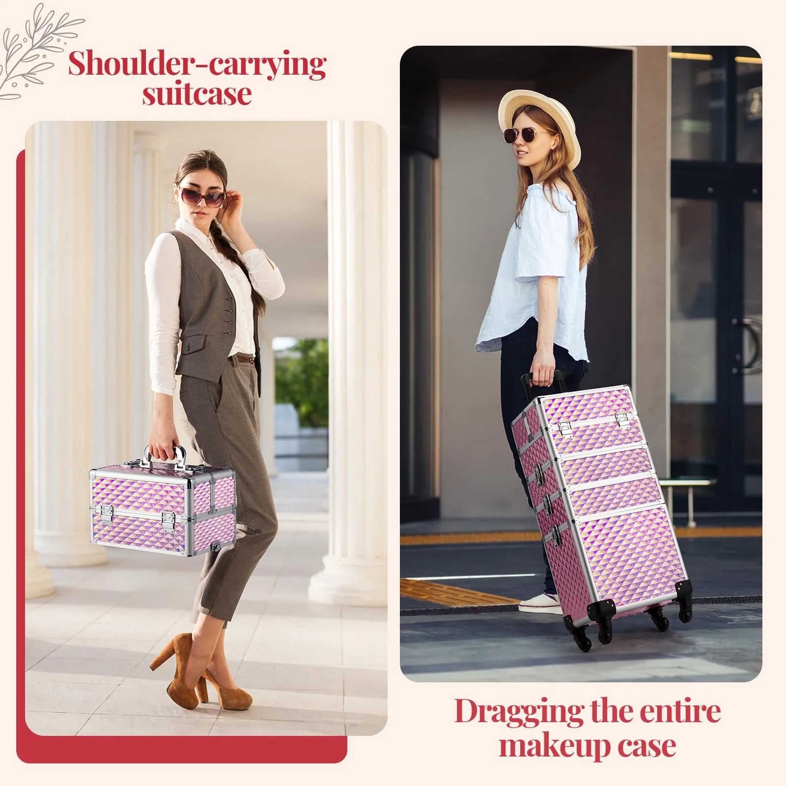 OmySalon 4-in-1 Aluminum Lockable Rolling Makeup Train Case - Image 5