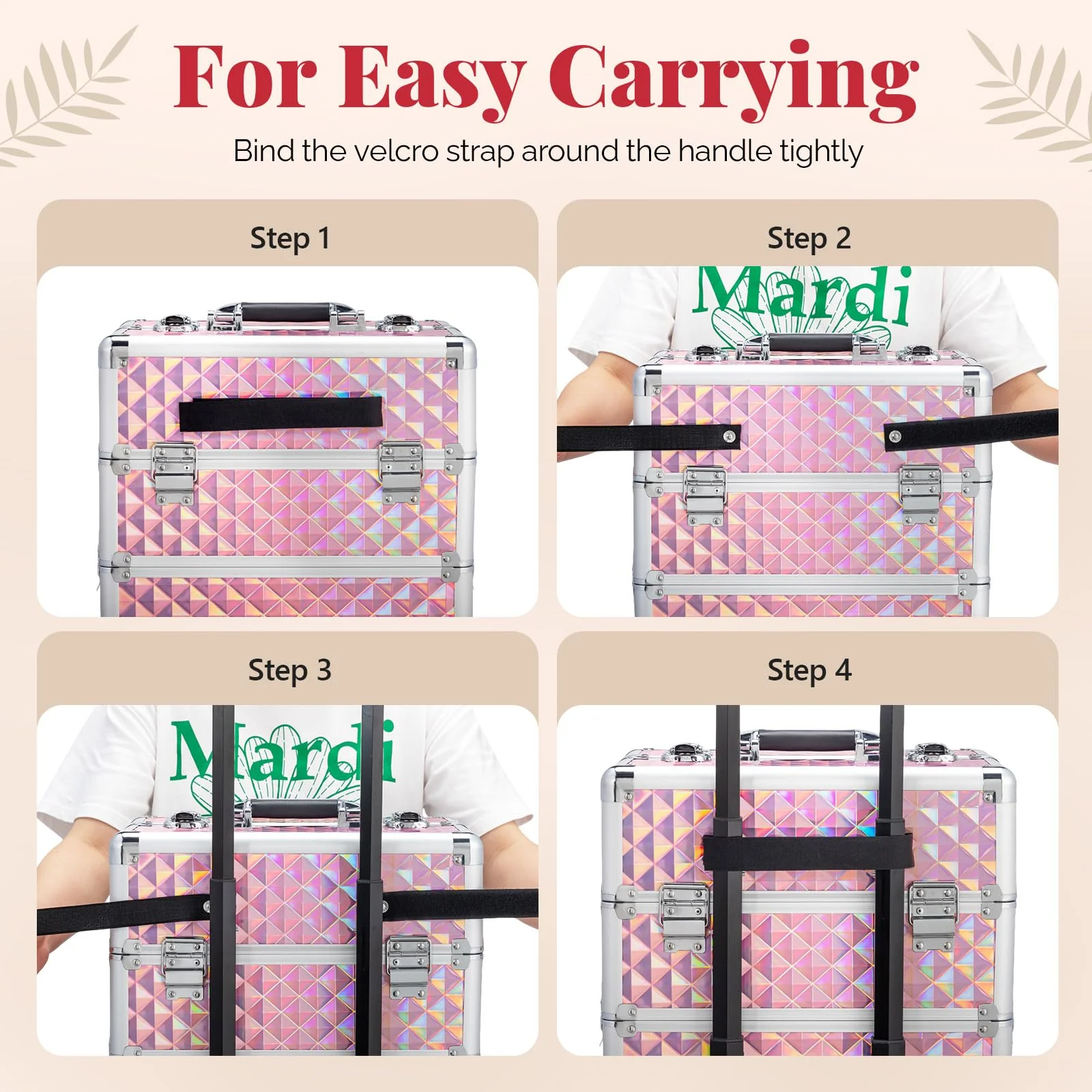 OmySalon 4-in-1 Aluminum Lockable Rolling Makeup Train Case - Image 7