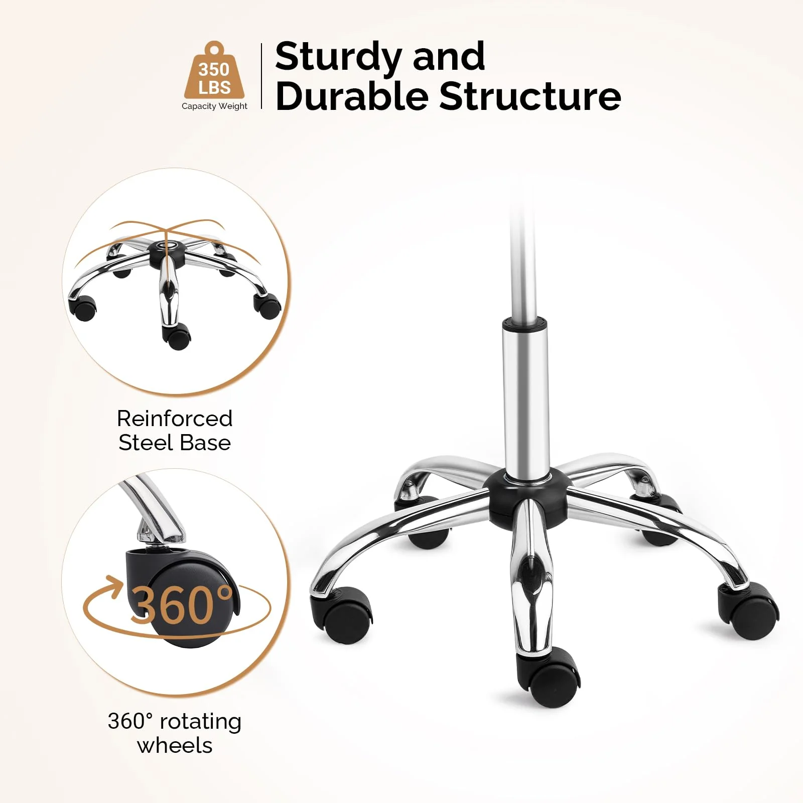 OmySalon Hydraulic Adjustable Rolling Saddle Stool with Swivel Wheels - Image 14