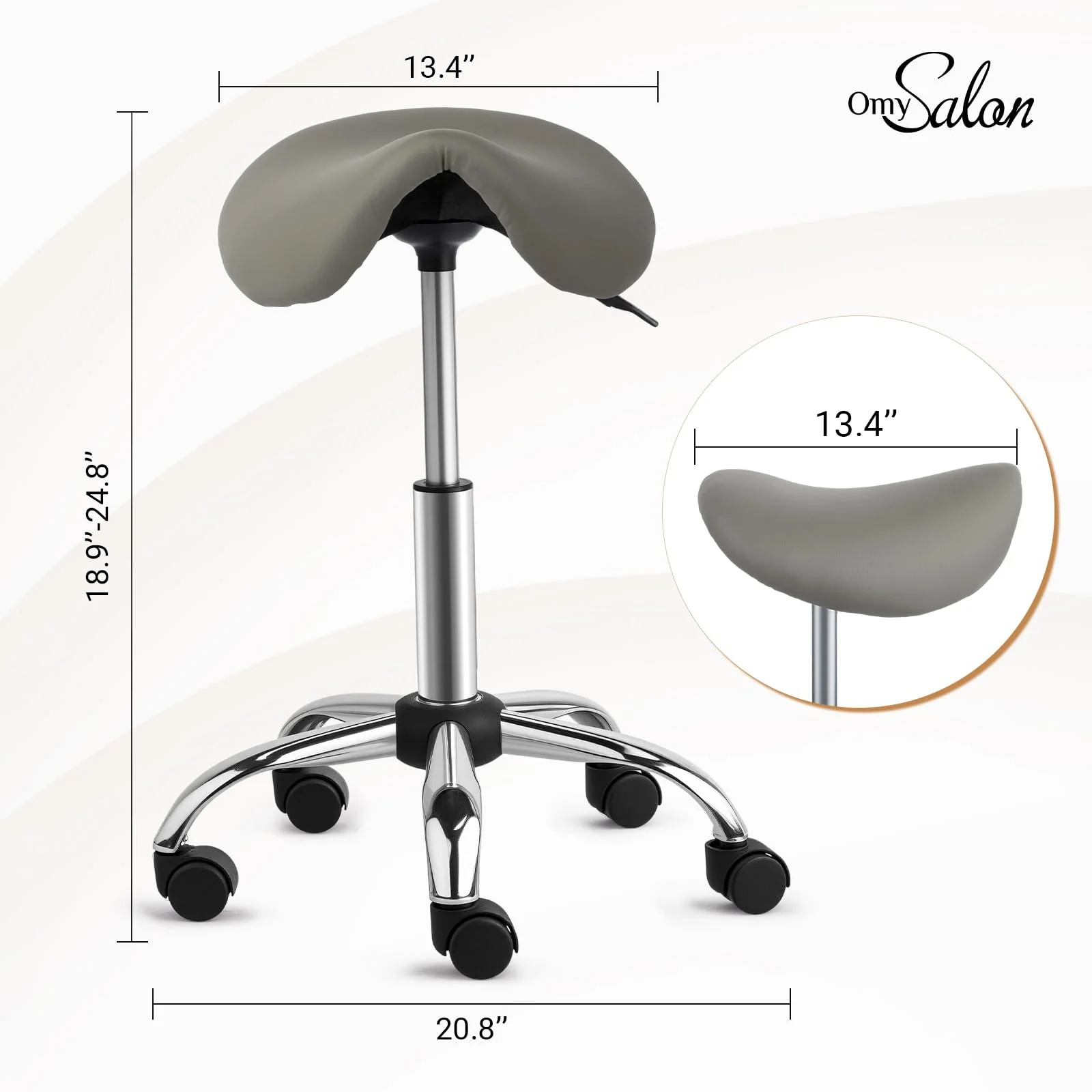 OmySalon Hydraulic Adjustable Rolling Saddle Stool with Swivel Wheels - Image 18