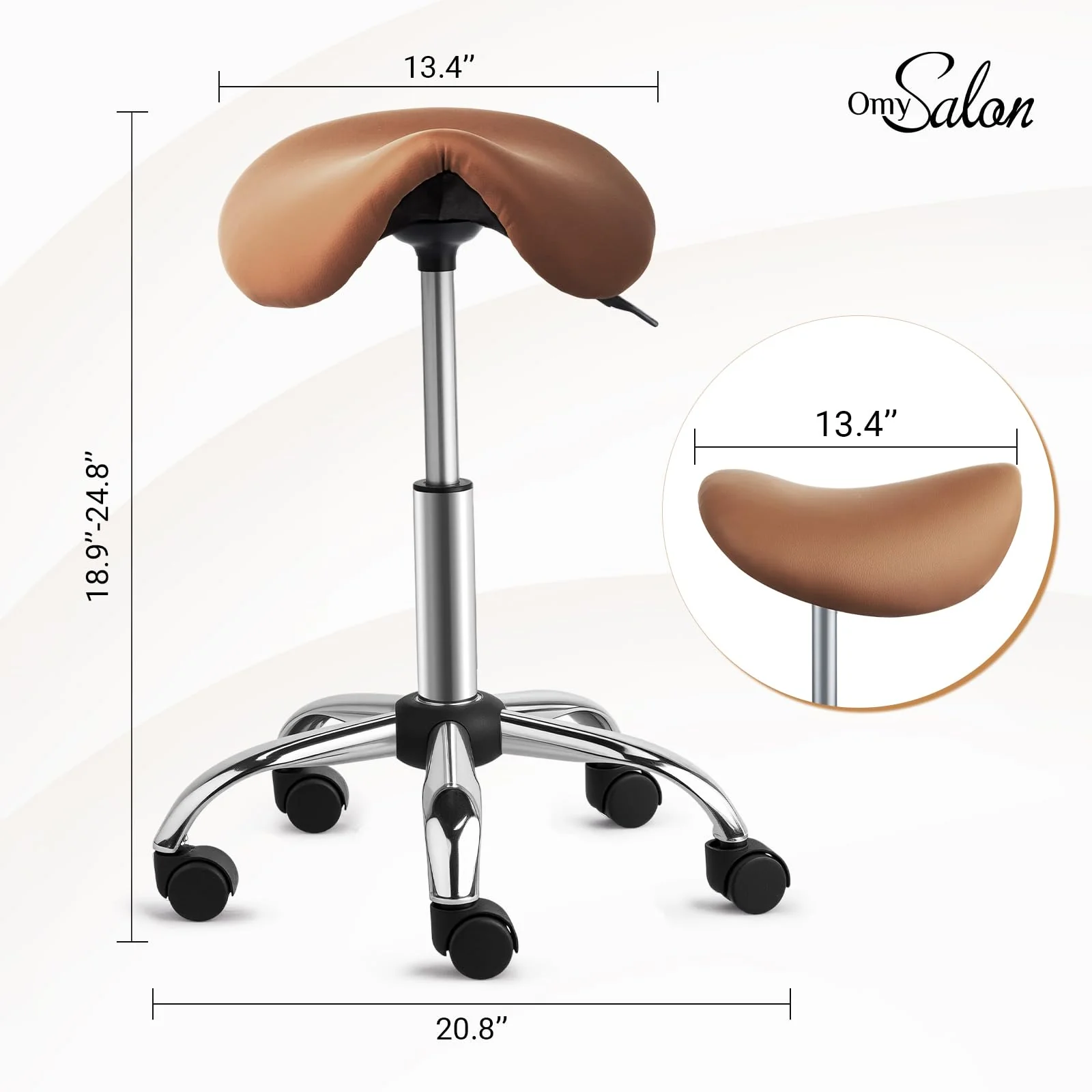 OmySalon Hydraulic Adjustable Rolling Saddle Stool with Swivel Wheels - Image 24