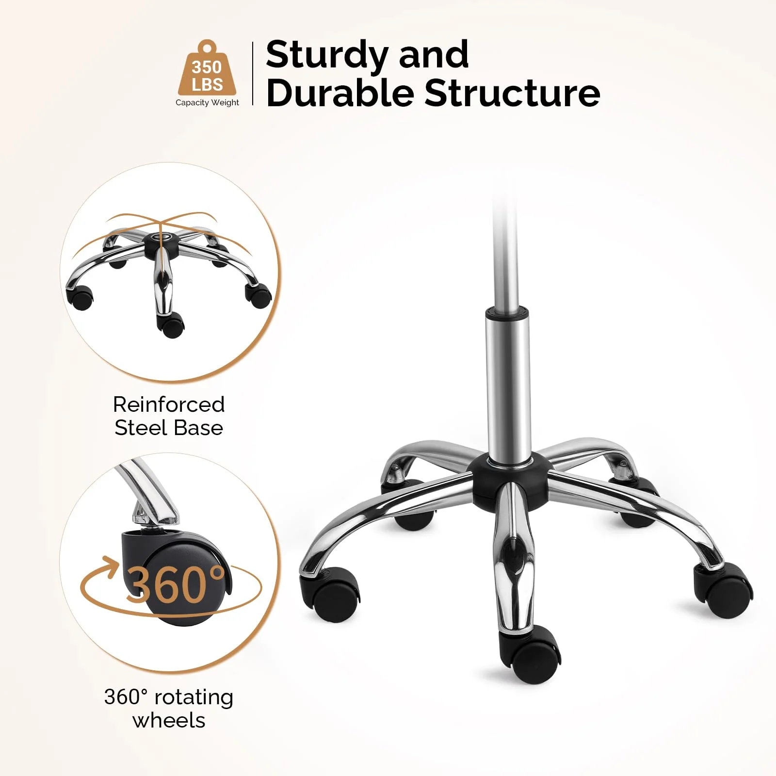 OmySalon Hydraulic Adjustable Rolling Saddle Stool with Swivel Wheels - Image 36