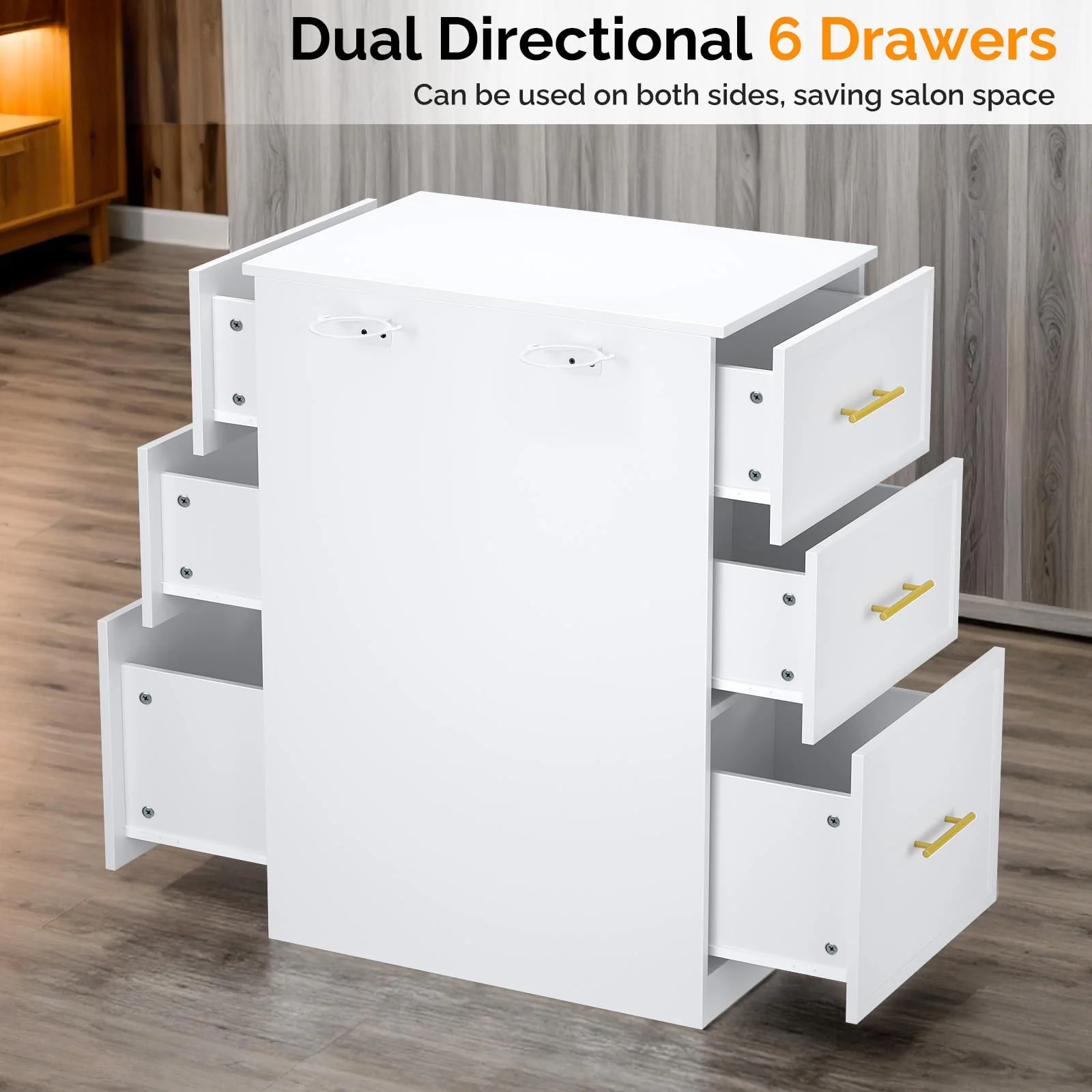 OmySalon DSCWSD Double-Sided Salon Styling Station with 6 Drawers 2 Tool Holders - Image 11