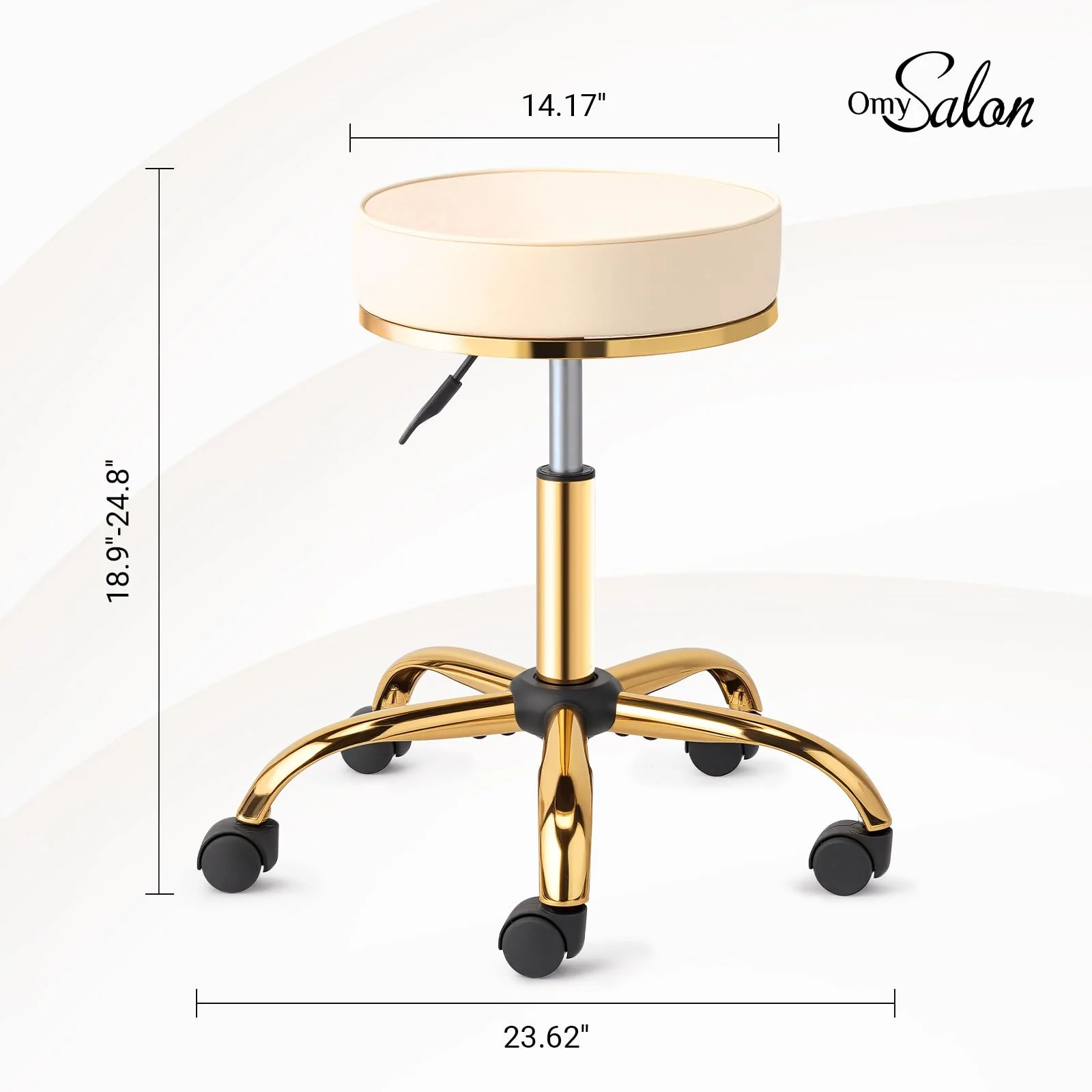 OmySalon Luxury 360° Swivel Hydraulic Adjustable Rolling Round Stool with Wheels - Image 12