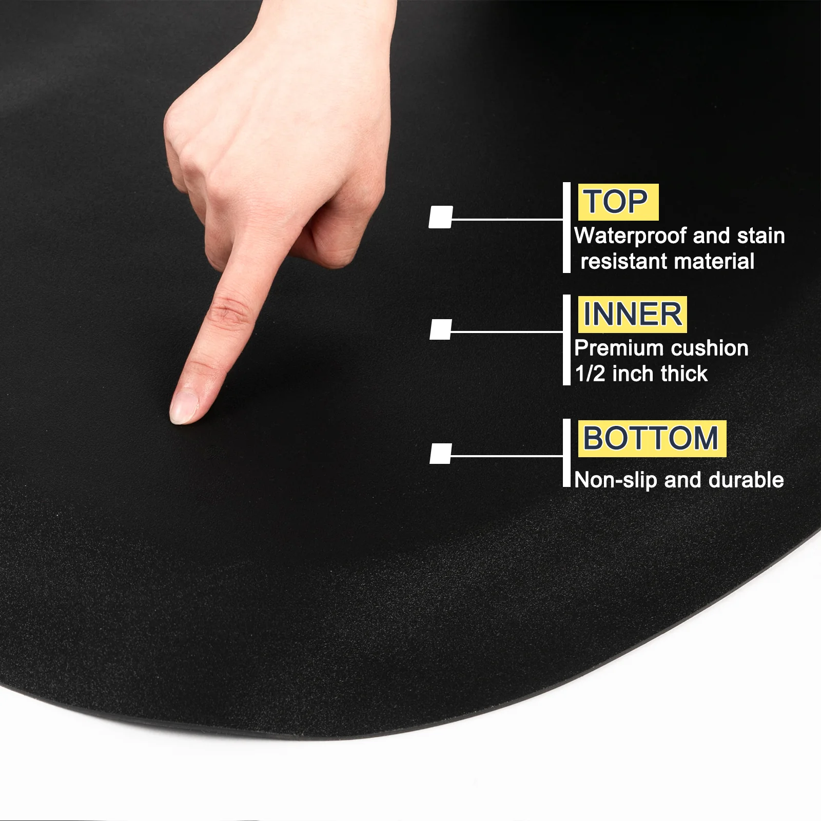 OmySalon 3' x 5' Salon Anti Fatigue Mat Circular Barber Mat for Hair Stylist Standing 1/2'' Thick - Image 8