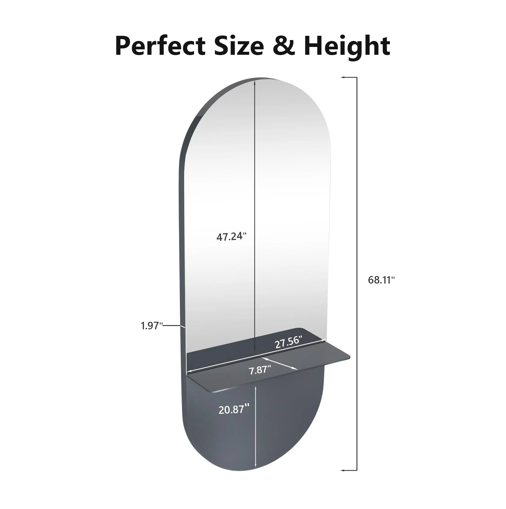 OmySalon SMC Large Oval Wall Mounted Full Body Mirror with Removable Shelf - Image 12