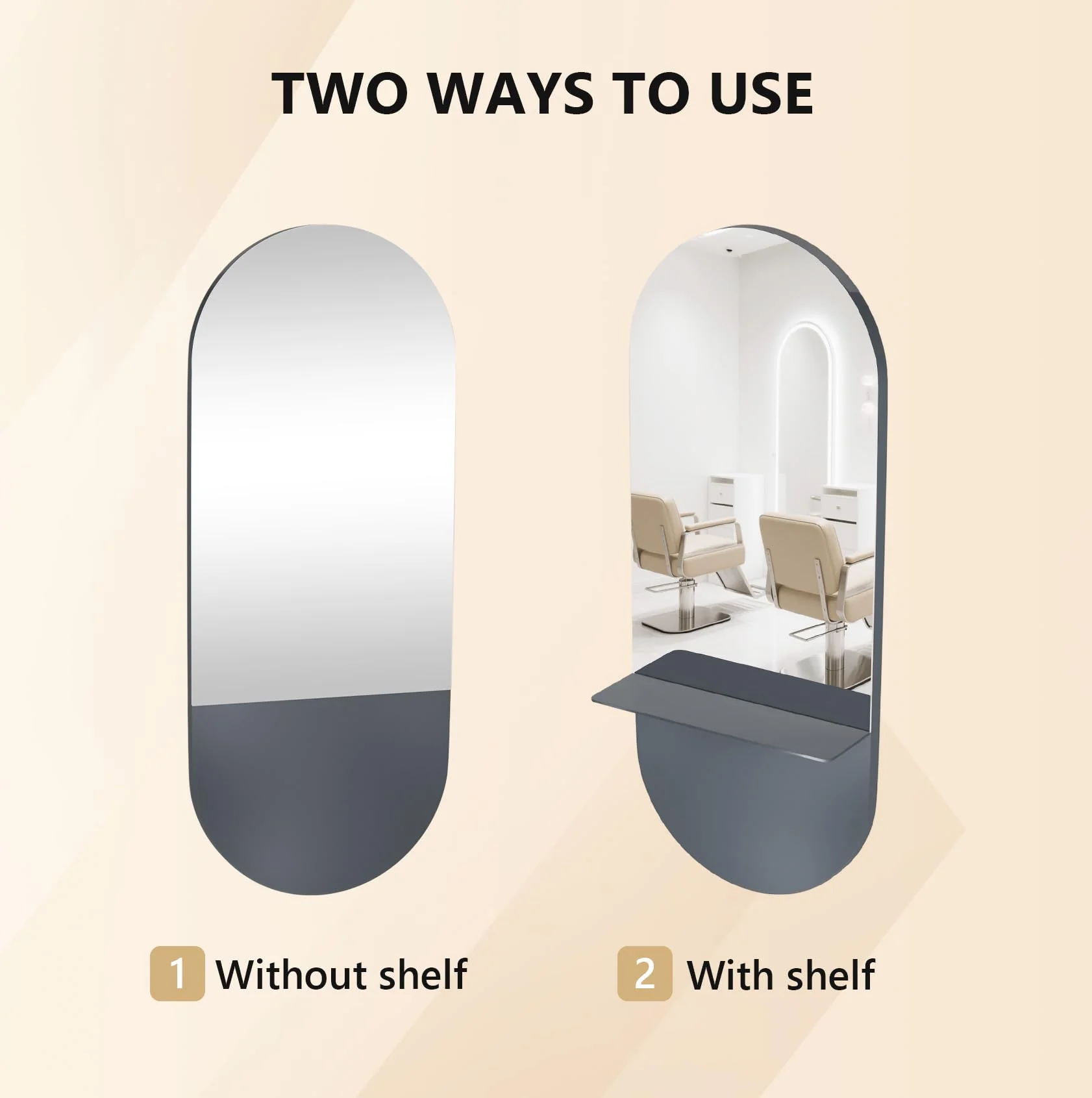 OmySalon SMC Large Oval Wall Mounted Full Body Mirror with Removable Shelf - Image 13